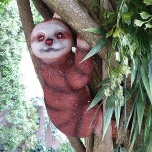 Sloth Sculpture Outdoor Decor - Tree Hugger Peeker Statue, Polyresin Gard